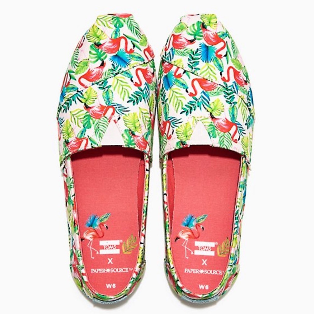 TOMS SZ 7 New Paper Source Alpargata Shoes Flamingo Tropical